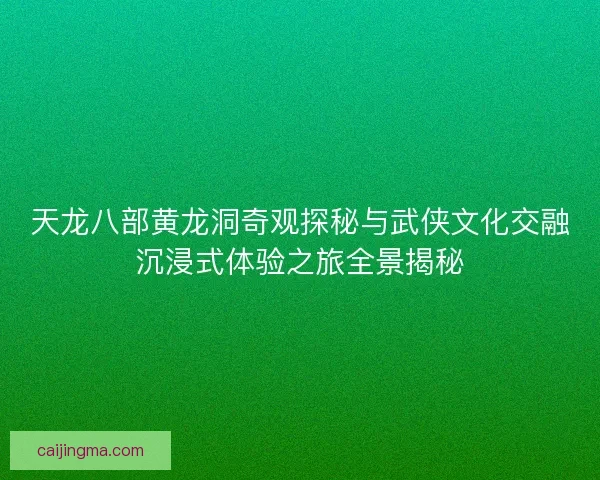 天龙八部黄龙洞奇观探秘与武侠文化交融沉浸式体验之旅全景揭秘
