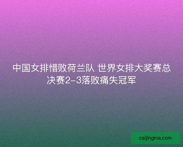 中国女排惜败荷兰队 世界女排大奖赛总决赛2-3落败痛失冠军